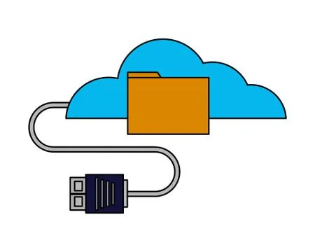Cloud computing folder data cable plug Stock Illustration