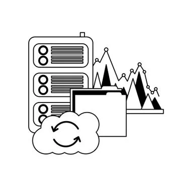 Cloud computing folder database center statistics 스톡 일러스트
