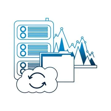 Cloud computing folder database center statistics 스톡 일러스트