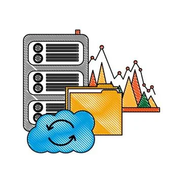 Cloud computing folder database center statistics 스톡 일러스트