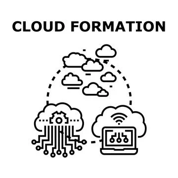 Cloud computing formation process on digital infrastructure イラスト素材