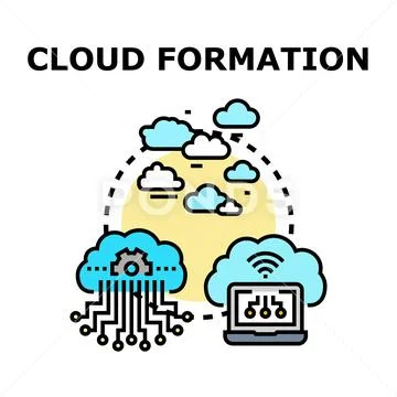 Cloud computing formation process on digital infrastructure イラスト素材