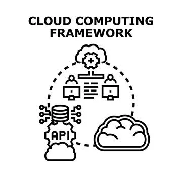 Cloud computing framework connecting users with data and services イラスト素材