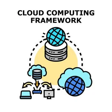 Cloud computing framework data storage network concept 库存插图