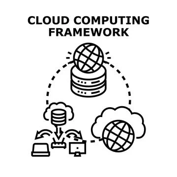 Cloud computing framework data storage network concept イラスト素材