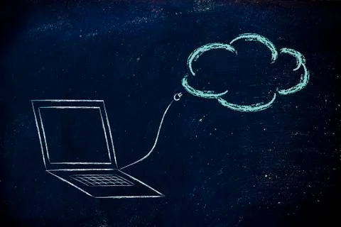 Cloud computing, funny plug and cloud design Stockillustratie