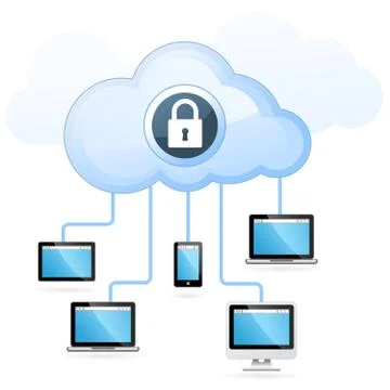 Cloud computing - gadget connected to cloud Stock Illustration