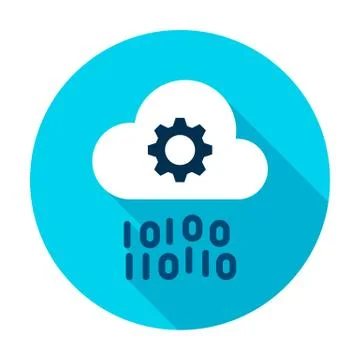 Cloud Computing Gear Binary Circle Icon Stock Illustration