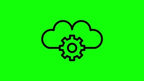 Cloud computing gear icon animation with pulse effect on green screen background Stock Footage 330397526