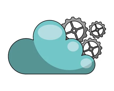 Cloud computing with gear machine isolated icon Stock Illustration