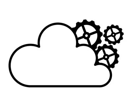 Cloud computing with gear machine isolated icon イラスト素材