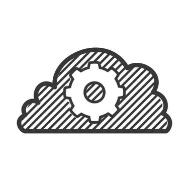 Cloud computing gear storage social media icon. Vector graphic Stock Illustration