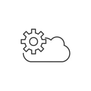 Cloud computing gear technology icon line design 스톡 일러스트