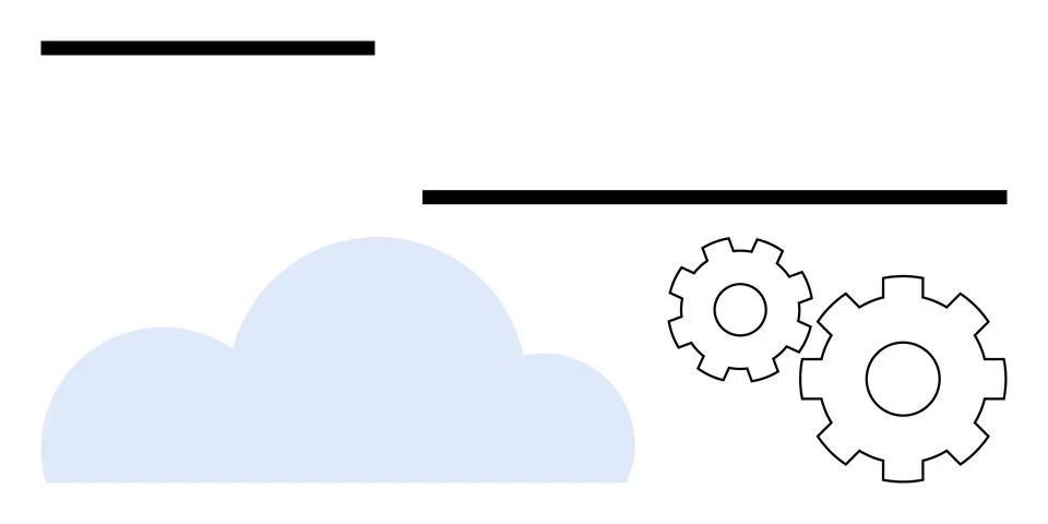 Cloud Computing with Gears Symbolizing Integration and Technology Efficiency Stock Illustration