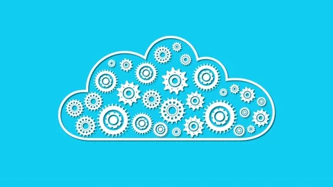 Cloud computing with gears symbols spinning animation Stockbeeldmateriaal 276164797
