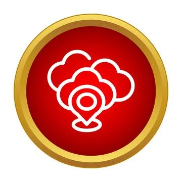 Cloud computing geographic location pin icon button Stock Illustration