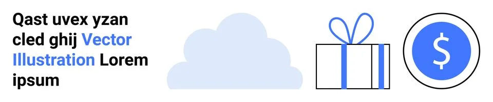 Cloud computing with gift and dollar coin icon for e-commerce and digital t.. 库存插图