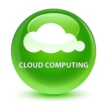 Cloud computing glassy green round button イラスト素材