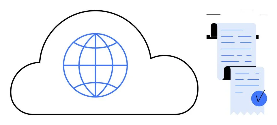 Cloud Computing with Global Connectivity and Document Management 스톡 일러스트