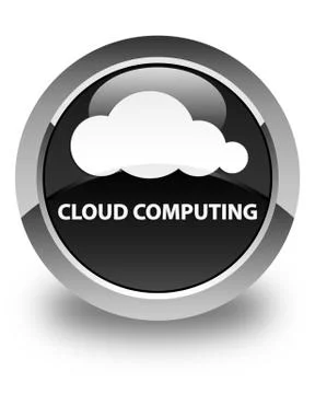 Cloud computing glossy black round button Stock Illustration