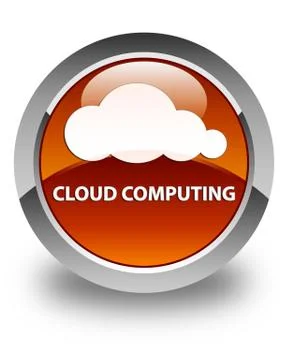Cloud computing glossy brown round button Stock Illustration
