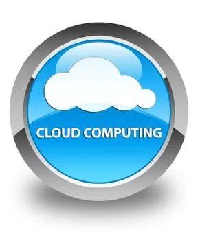 Cloud computing glossy cyan blue round button Illustrazione stock