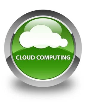 Cloud computing glossy soft green round button Stock Illustration