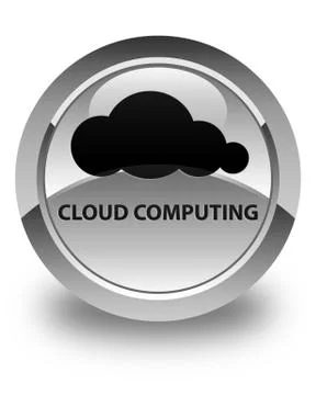 Cloud computing glossy white round button Stock Illustration