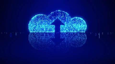 Cloud Computing Glowing Blue Loop Stock Footage 135506787