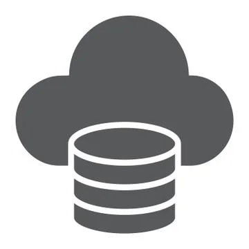 Cloud computing glyph icon, data and analytics Illustrazione stock