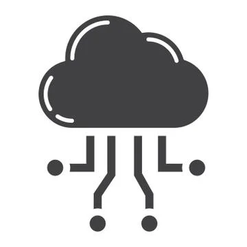 Cloud computing glyph icon, seo and development Illustrazione stock