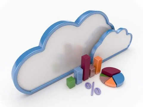 Cloud Computing With Graph and Charts Иллюстрация