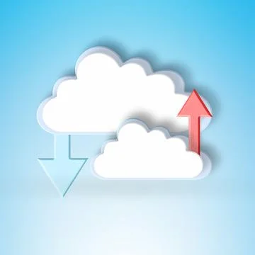 Cloud computing, graphic and arrow for download for data science, information Stock Illustration