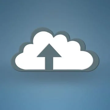 Cloud computing, graphic and arrow for upload with sign for data, information Stock Illustration