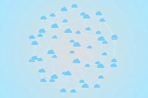 Cloud computing graphic with connecting lines Stock Illustration