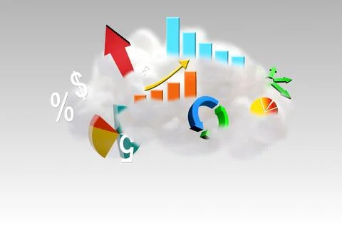 Cloud computing graphic with graphs Stock Illustration