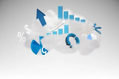 Cloud computing graphic with graphs Stock Illustration