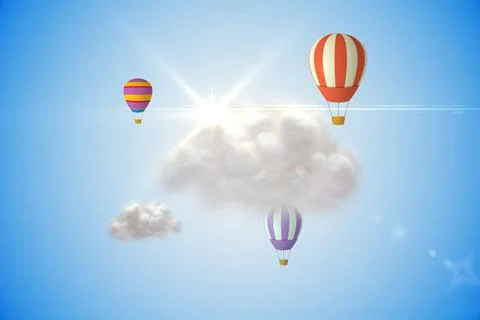 Cloud computing graphic with hot air balloons Stock Illustration