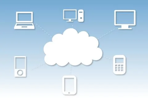 Cloud computing graphic with icons Stock Illustration
