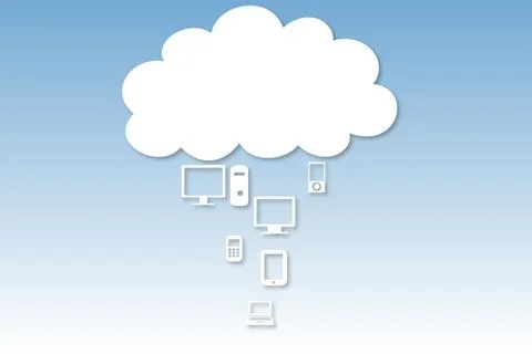Cloud computing graphic with icons Иллюстрация