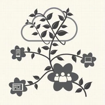 Cloud computing. Green technology. Vector Stock Illustration