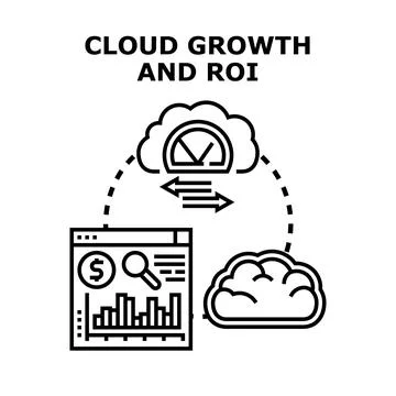 Cloud computing growth and return on investment strategy Stock Illustration