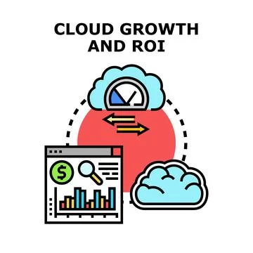 Cloud computing growth and return on investment strategy Stock Illustration