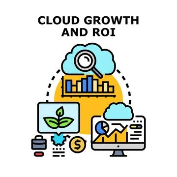 Cloud computing growth and return on investment concept イラスト素材