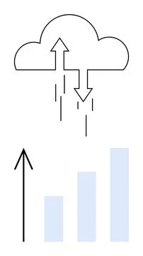 Cloud Computing Growth Concept with Cloud Icon, Bar Chart, and Upward Arrow 스톡 일러스트