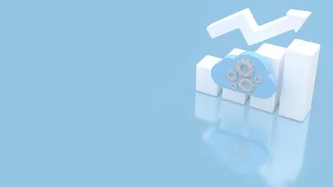 Cloud Computing Growth Concept with Upward Arrow Chart 3d render. 스톡 일러스트