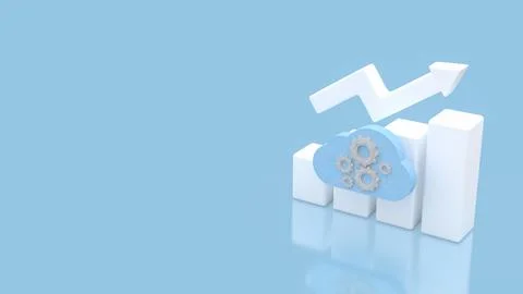 Cloud Computing Growth Concept with Upward Arrow Chart 3d render. Stock Illustration