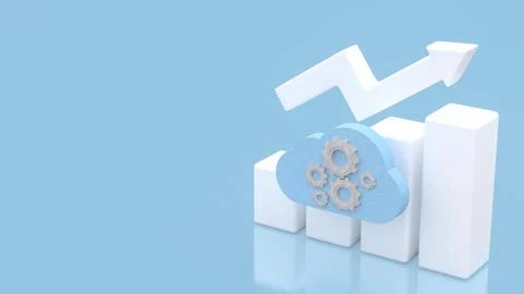 Cloud Computing Growth Concept with Upward Arrow Chart 3d render. 스톡 일러스트