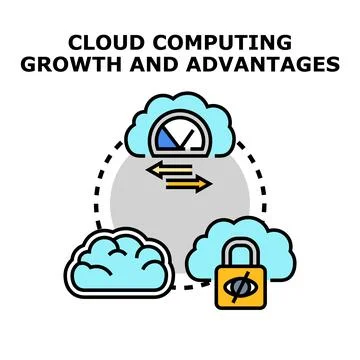 Cloud computing growth, connectivity, and security concept Stockillustratie