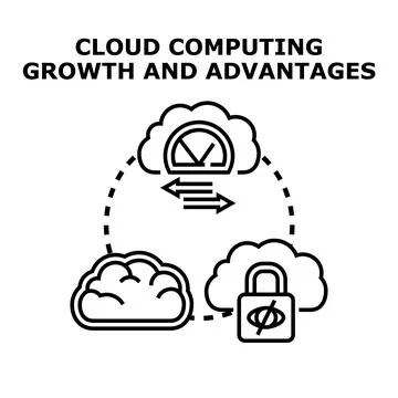 Cloud computing growth, connectivity, and security concept Stockillustratie